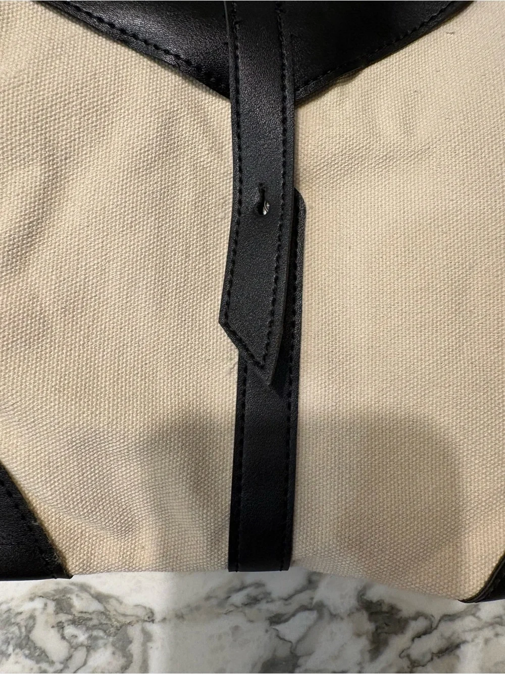 Deux Lux Beige Canvas Backpack with Black Faux Leather Accents